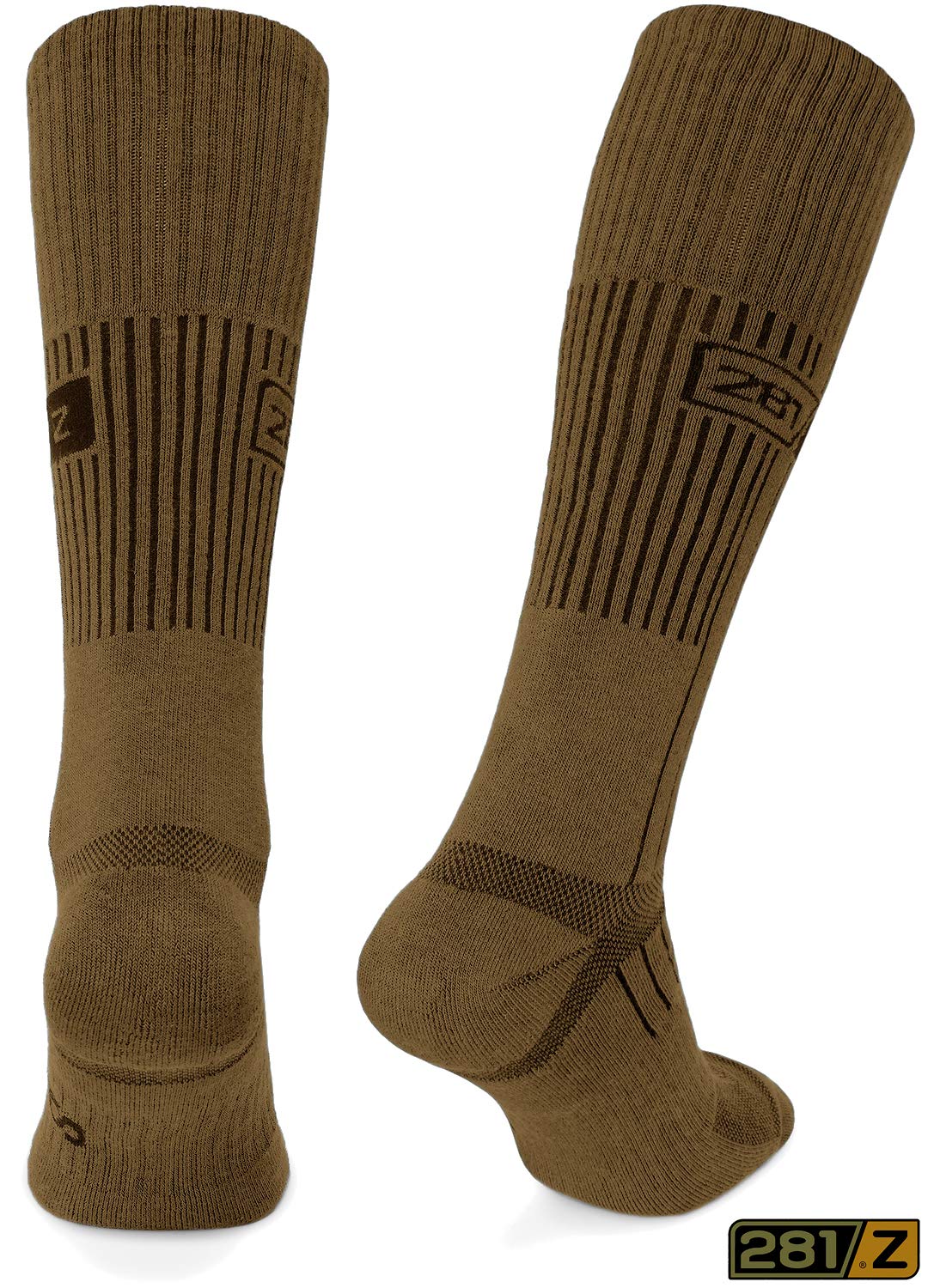 281Z Army Demi Season Breathable Over The Calf Uniform Boot Socks (Coyote Brown)(Medium 4 Pairs Pack)