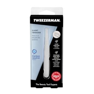 Tweezerman Stainless Steel Slant Tweezer - Eyebrow Tweezers for Women and Men (Platinum Silver)