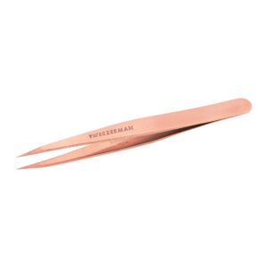 tweezerman stainless steel point tweezer - eyebrow precision tweezers, facial and ingrown hair removal (rose gold)