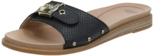 dr. scholl's shoes women's originalist slide flat sandal,black sunset snake print,8.5