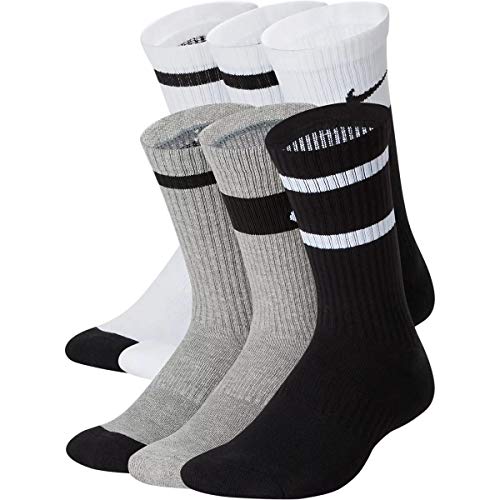 Nike Everyday Cushion Socks 6-Pair Pack (Little Kid/Big Kid) Multicolor SM (3 Little Kid - 5 Big Kid Shoe, 4-6 Women Shoe)