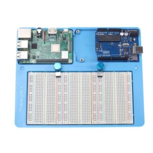 Makeronics 7 in 1 Blue RAB Holder and 3PCS 400 Points Solderless Breadboard | Base Plate with Rubber Feet for Raspberry Pi 4 Model B|3B+/B|2B+/B|Zero |Zero W and Arduino Mega 2560 | Uno R3