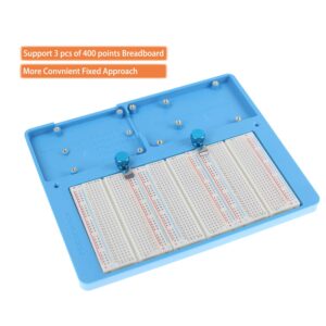 Makeronics 7 in 1 Blue RAB Holder and 3PCS 400 Points Solderless Breadboard | Base Plate with Rubber Feet for Raspberry Pi 4 Model B|3B+/B|2B+/B|Zero |Zero W and Arduino Mega 2560 | Uno R3