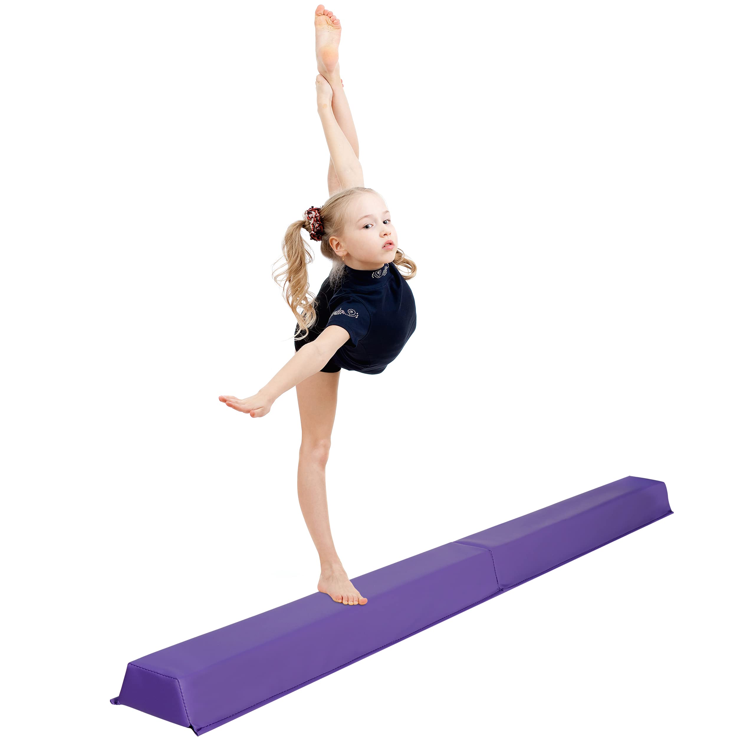 Oteymart 6FT Balance Beam Folding Gymnastics Beam Extra Firm Foam Anti-Slip Bottom Equipment for Floor Home Training, Kids, Adults