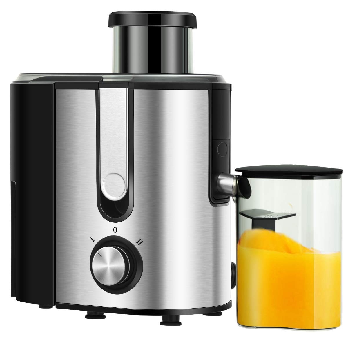 COSTWAY Juicer Machines with 2.5inch Wide Mouth, 400W Masticating Juicer Extractor with Dual Speed Control and Overload Protection, Stainless Steel Centrifugal Juicer with Anti-drip Design, BPA-FREE