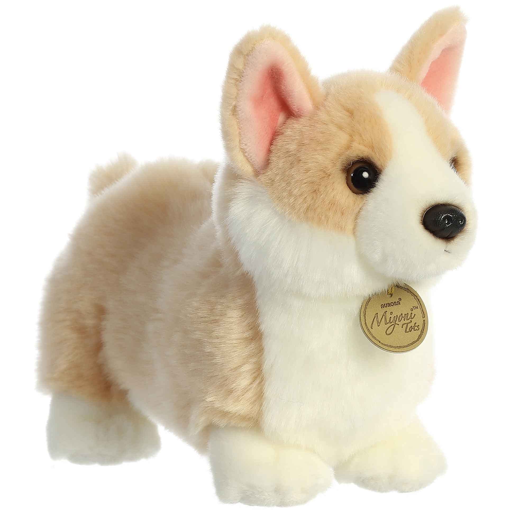 Aurora® Adorable Miyoni® Tots Pembroke Welsh Corgi Pup Stuffed Animal - Lifelike Detail - Cherished Companionship - Brown 9.5 Inches