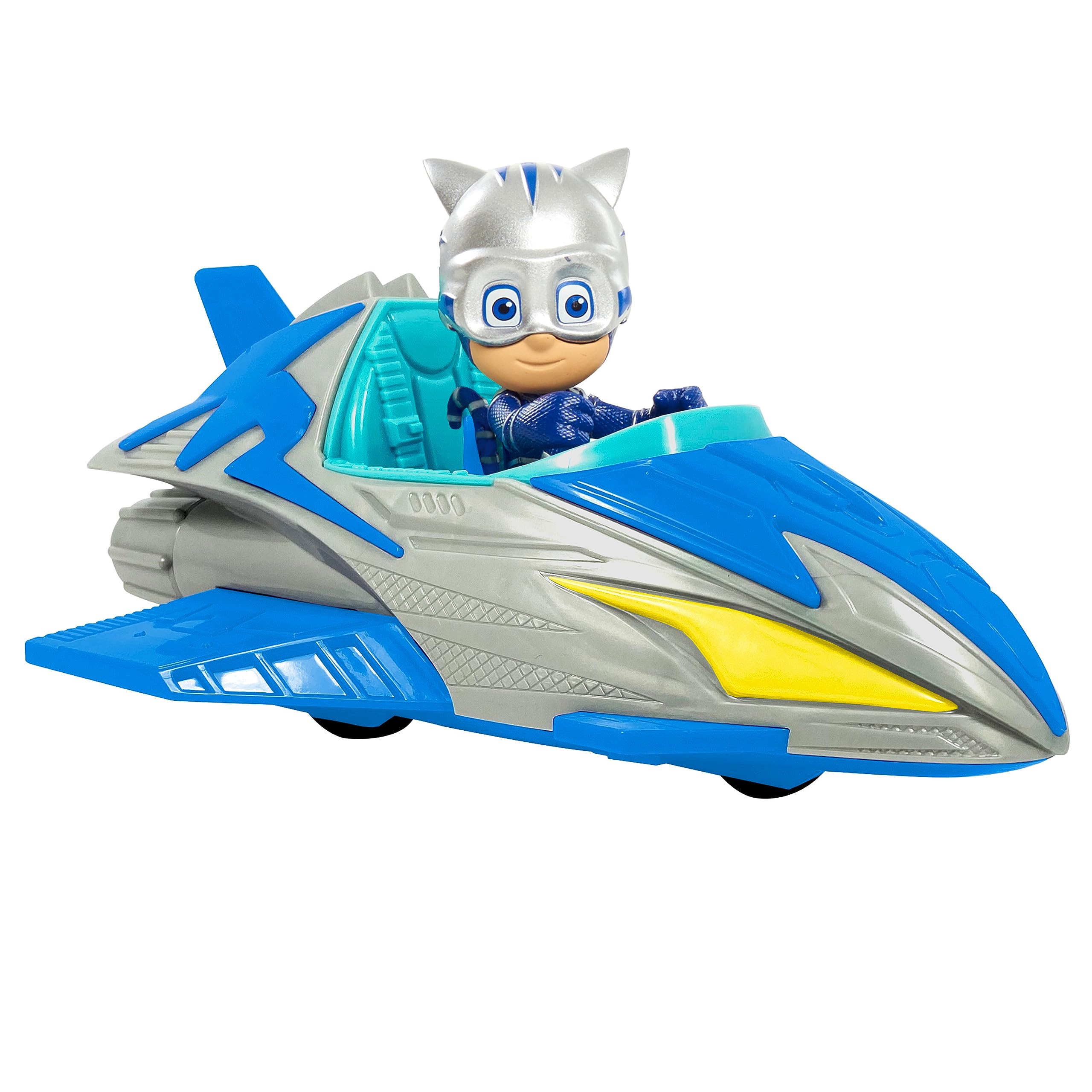 PJ Masks Save the Sky Cat-Car, Cat-Boy Figure and Vehicle, Blue, Kids Toys for Ages 3 Up by Just Play