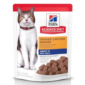 hill's science diet adult 7+, senior adult 7+ premium nutrition, wet cat food, chicken stew, 2.8 oz pouch, case of 24