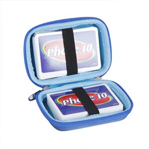 hermitshell hard travel case for phase 10 card game styles may vary - not including cards (blue)