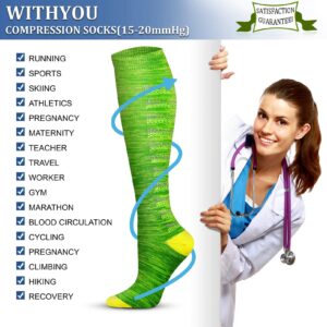 WITHYOU Compression Socks 15-20 mmHg is Best Athletic for Men & Women Running Flight Travel Pregnant