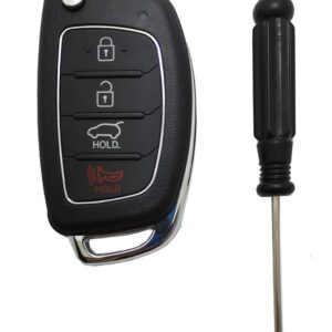 Key Fob Case Fits for Hyundai Santa Fe Sonata Flip Folding Keyless Entry Remote Replacement Key Fob Shell with Screwdriver and Uncut Blade (4 Buttons)