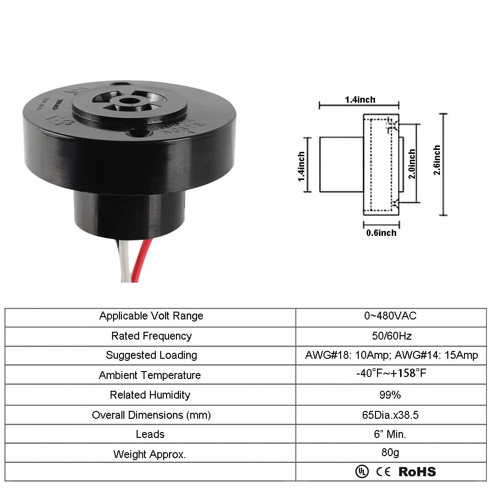 HGG 3Pcs Photocell Light Sensor,Locking Style Photo Sensor Receptacle,Photo Control Base Light Sensor Switch for Street Garden Outdoor Light