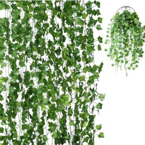 118 ft artificial ivy garland, fake ivy leaves fake leaf plants vine hanging garland ivy foliage leaves for wedding party kitchen office outdoor greenery wall décor, style 3