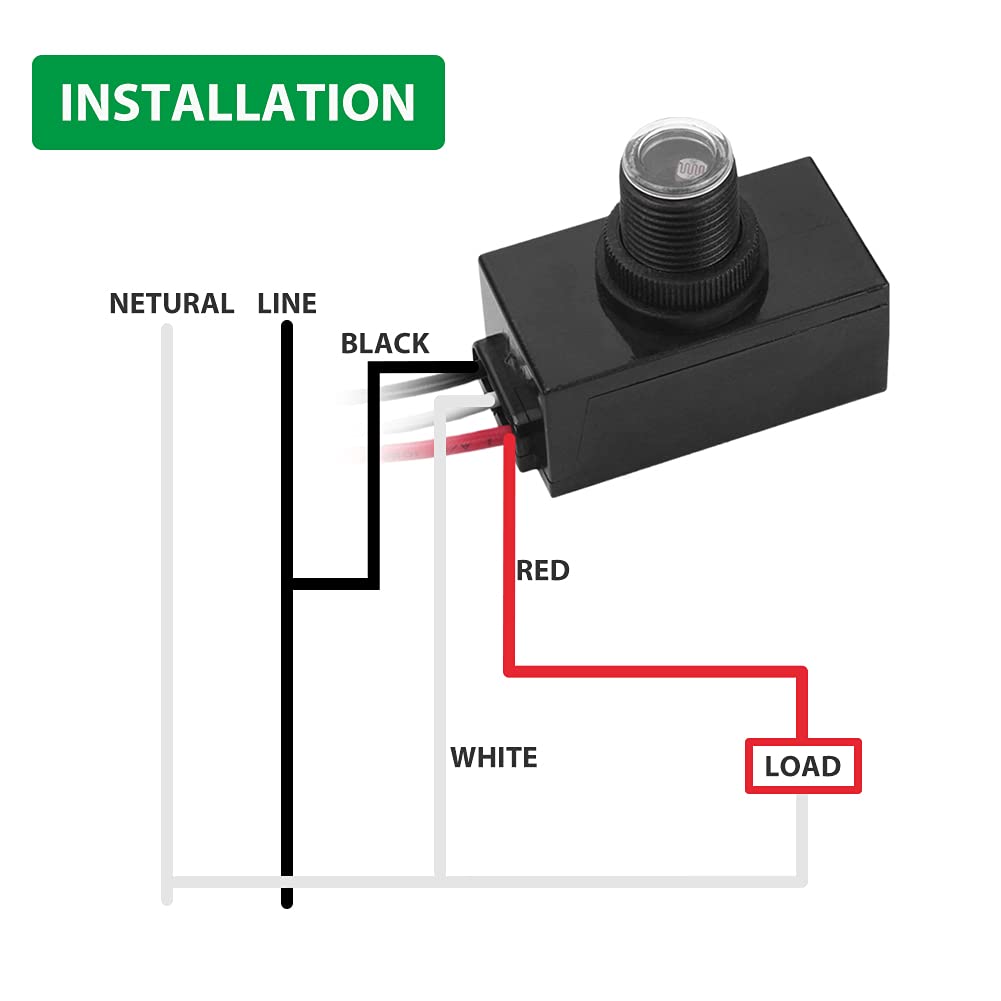 GBAYSA 1 Pack Outdoor Photocell Light Sensor,Dusk to Dawn Photo Control Sensor,Auto on Off Hard-Wired Post Eye Light Control,Photoelectric Switch Sensor for Lighting Fixtures