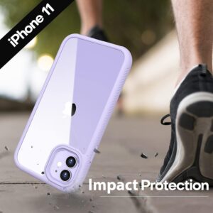 CellEver Clear Full Body Case for iPhone 11, Heavy Duty Protection with Anti-Slip TPU Bumper and [2 Tempered 9H Glass Screen Protectors] Shockproof Transparent Phone Cover 6.1 Inch (Light Purple)