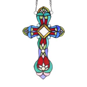capulina mothers day cross gifts stained glass window hanging tiffany style stunning handicrafts parents and friends gifts for blessing pray love faith