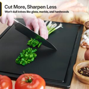 Thirteen Chefs Plastic Cutting Board with Juice Groove - Large Cutting Board for Meat, Grilling, BBQ, Smoking, Fruit, and More - 24" x 18" x 0.75" - Black