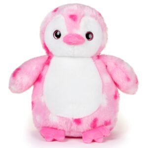 bearington collection precious heart stuffed animal penguin plush heart printed, kid companion plushie, great gift for birthdays, holidays and other special occasions, pink & white, 9 inches