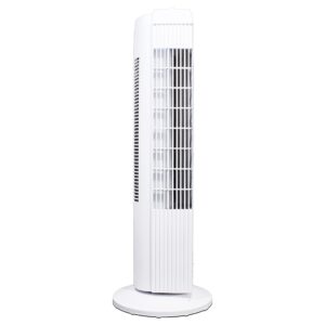 mainstay fz10-19mw 28 inch 3 speed compact oscillating tower fan with auto shutoff, white (renewed) (white)