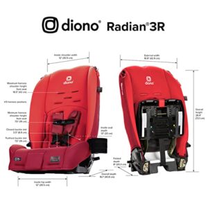 Diono Radian 3R, 3-in-1 Convertible Car Seat, Rear Facing & Forward Facing, 10 Years 1 Car Seat, Slim Fit 3 Across, Red Cherry