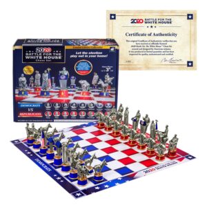 as seen on tv collector's edition 2020 battle for the white house chess set board game by bulbhead - chess pieces look just like politicians & patriotic chess board democrats vs. republicans