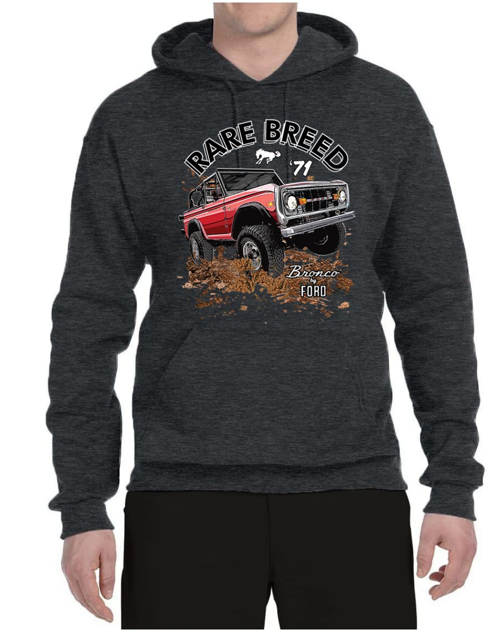 Wild Bobby Ford Rare Breed 71 Bronco Truck Classic Cars and Trucks Unisex Graphic Hoodie Sweatshirt, Heather Black, Large