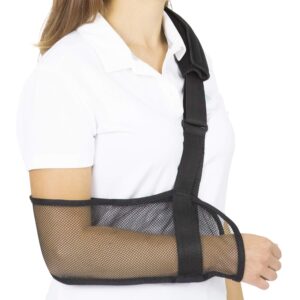 vive arm sling for shoulder injury & surgery recovery - waterproof mesh shower sling immobilizer for rotator cuff support - right left arm for men & women - stabilize elbow, wrist, thumb, dislocation