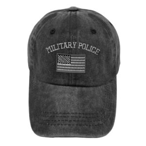 vintage washed hat us flag army military police embroidery cotton dad hats for men & women buckle closure black