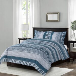 shatex comforter king size (103x90inch) sets,3 pieces,blue boho triangle ultra soft all season bedding set,1 lightweight king comforter with 2 pillow shams (20x36inch)