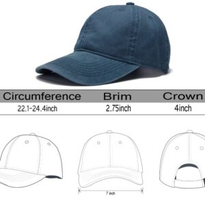 Edoneery Men Women Baseball Cap-Low Profile Adjustable Washed Cotton Golf Dad Hat Navy