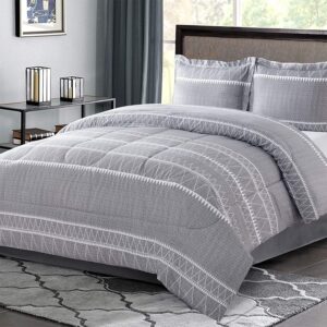 shatex twin comforter (90x68inch) 2 pieces all season bedding twin comforter set for boys,gray striped ultra soft 100% microfiber polyester,grey twin comforter with 1 pillow sham(20x26inch)