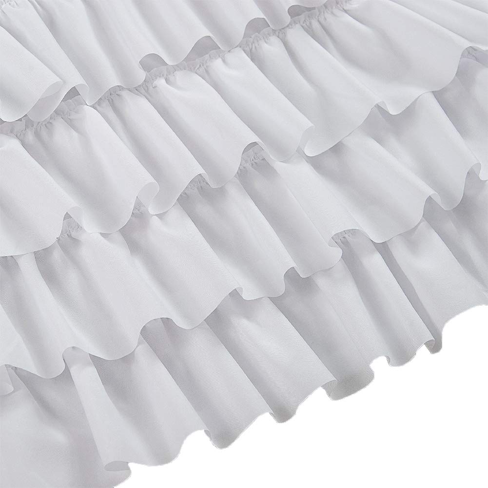 WestWeir White Ruffle Farmhouse Valance - Shabby Chic Layered Curtain for Bedroom (Set of 2)