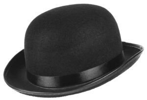 gemvie classic black felt derby hat lightweight bowler hat novelty costume hat for party dress ups black
