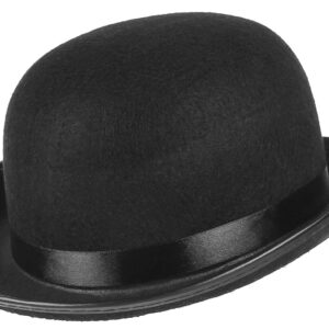 GEMVIE Classic Black Felt Derby Hat Lightweight Bowler Hat Novelty Costume Hat for Party Dress Ups Black