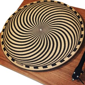 tazstudio cork turntable mat for better sound support on vinyl lp record player - original geometric design- storm art [3mm thickness]-m2