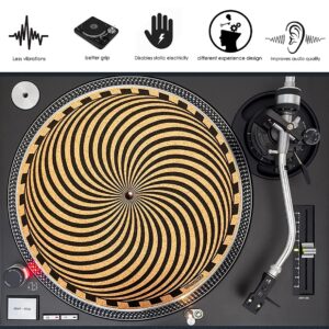 TazStudio Cork Turntable Mat for Better Sound Support on Vinyl LP Record Player - Original Geometric Design- Storm Art [3mm Thickness]-m2