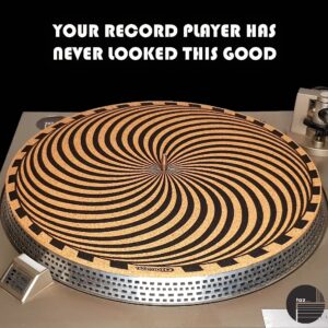 TazStudio Cork Turntable Mat for Better Sound Support on Vinyl LP Record Player - Original Geometric Design- Storm Art [3mm Thickness]-m2