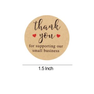 YOGET 1.5'' Thank You for Supporting Our Small Business, Kraft Paper Thank You Stickers, 500 Labels Per Roll