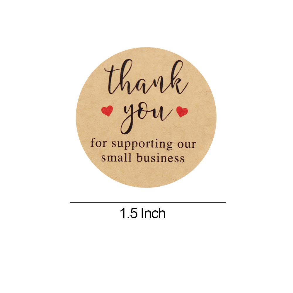 YOGET 1.5'' Thank You for Supporting Our Small Business, Kraft Paper Thank You Stickers, 500 Labels Per Roll