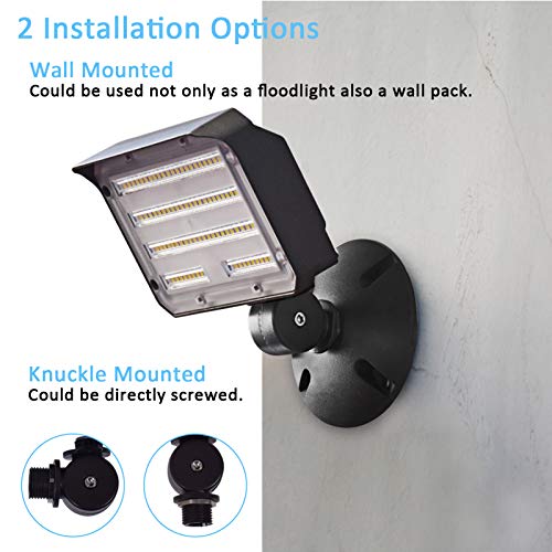 SZGMJIA 30W LED Flood Light with Knuckle, Dusk-to-Dawn Photocell 5000K 3,900lm(150W Equivalent) Waterproof with Base for Wall Mount Outdoor Security Fixture for Entrance Garden Yards