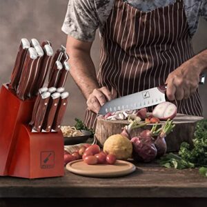 imarku Knife Set, 16-Piece Japanese Kitchen Knife Set, Ultra Sharp Chef Knife Set for Kitchen, High Carbon Stainless Steel Knife Block Set with Sharpener, Best Father's Day Gift