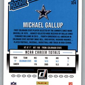 2018 Donruss Football #324 Michael Gallup RC Rookie Card Dallas Cowboys Rated Rookie Official NFL Trading Card