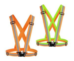 chiwo reflective vest running gear 2pack, high visibility adjustable safety vest for night cycling,hiking, jogging,dog walking(color ornage)