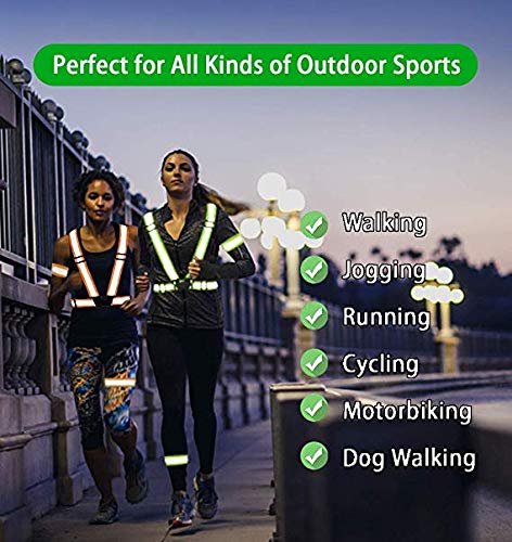 Chiwo Reflective Vest Running Gear 2Pack, High Visibility Adjustable Safety Vest for Night Cycling,Hiking, Jogging,Dog Walking(Color Ornage)