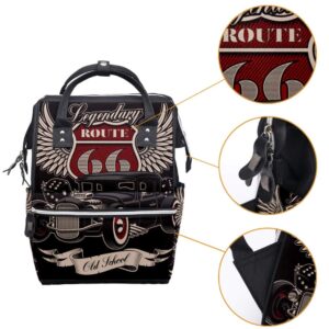 Vintage American Hot Rockabilly Diaper Tote Bags Mummy Backpack Large Capacity Nappy Bag Nursing Traveling Bag for Baby Care