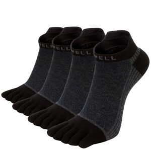 vwell cotton toe socks five finger socks no show crew athletic running socks 4 pairs,size 7-11