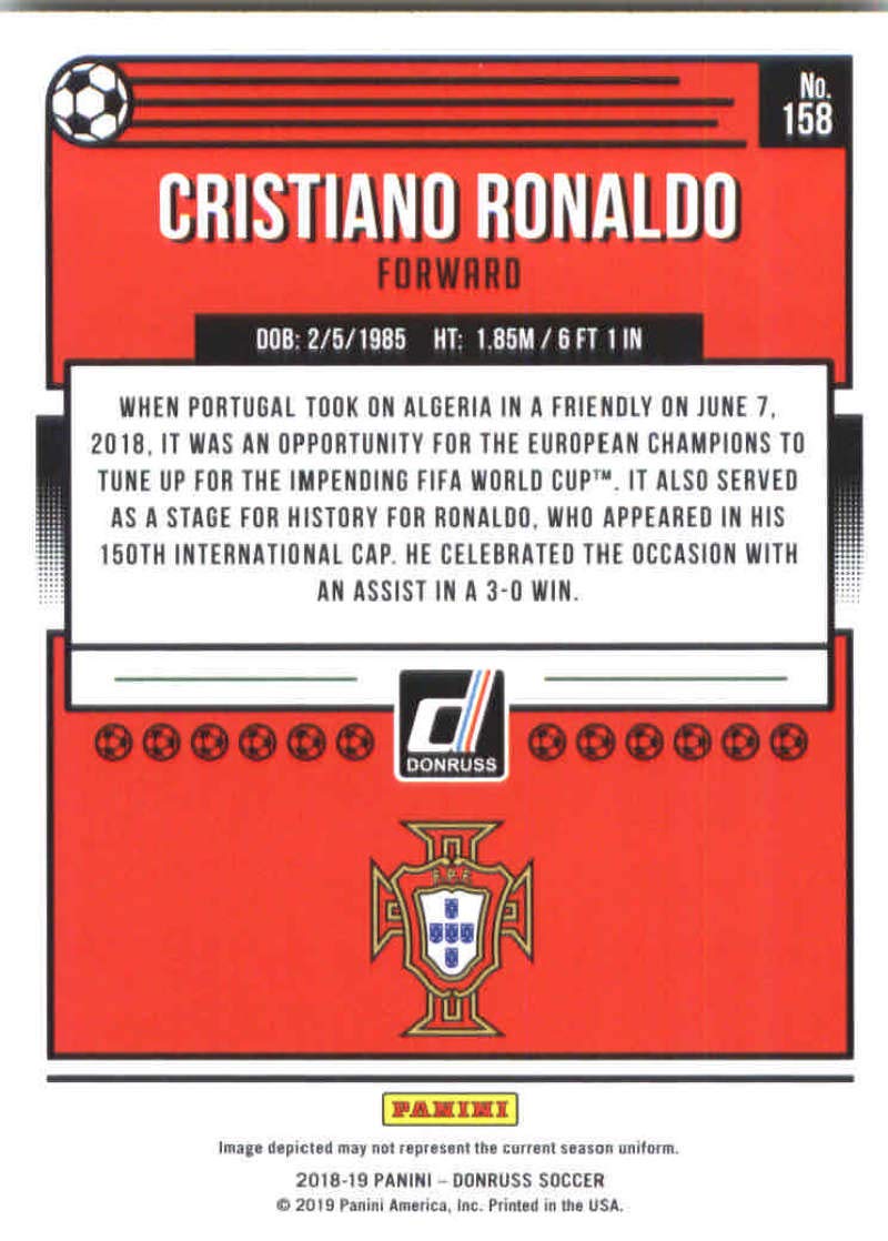 2018-19 Donruss Soccer #158 Cristiano Ronaldo Portugal Official Panini 2018-2019 Futbol RC Card