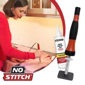 No Stitch Handheld Heat Iron Repair Kit for Fabric - Electric Pressing Wand & Fabric Adhesive Powder Set for Easy Clothing Fixes | Machine Washable | Hemming, Seams, Tears - As Seen On TV