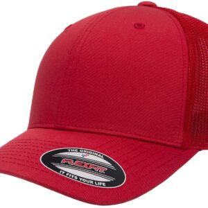 Flexfit Unisex-Adult's Mesh Fitted, Red, One Size