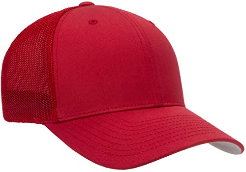 Flexfit Unisex-Adult's Mesh Fitted, Red, One Size